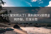 今日花絮突然火了！黑料网大V居然全网炸裂，引发众怒