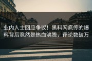 业内人士回应争议！黑料网疯传的爆料背后竟然是热血沸腾，评论数破万