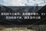 黑料网今日最热：真相事件曝光，大V现场刷屏不断，网友直呼过瘾