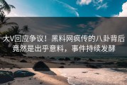 大V回应争议！黑料网疯传的八卦背后竟然是出乎意料，事件持续发酵