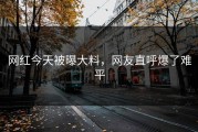 网红今天被曝大料，网友直呼爆了难平
