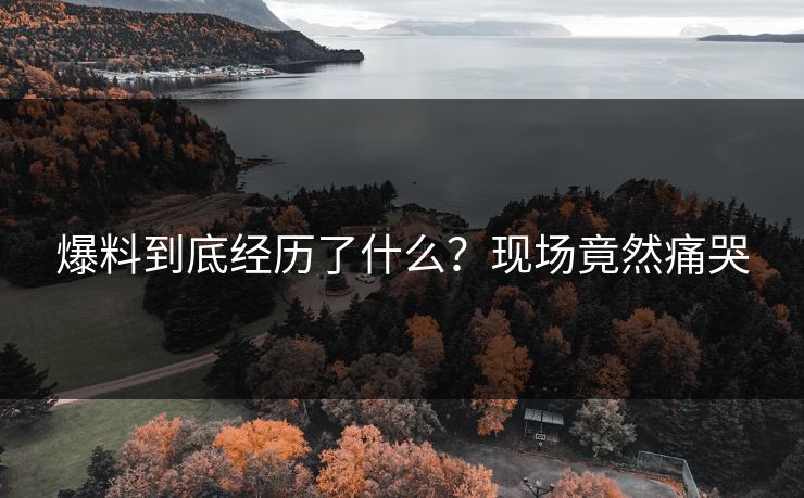 爆料到底经历了什么？现场竟然痛哭