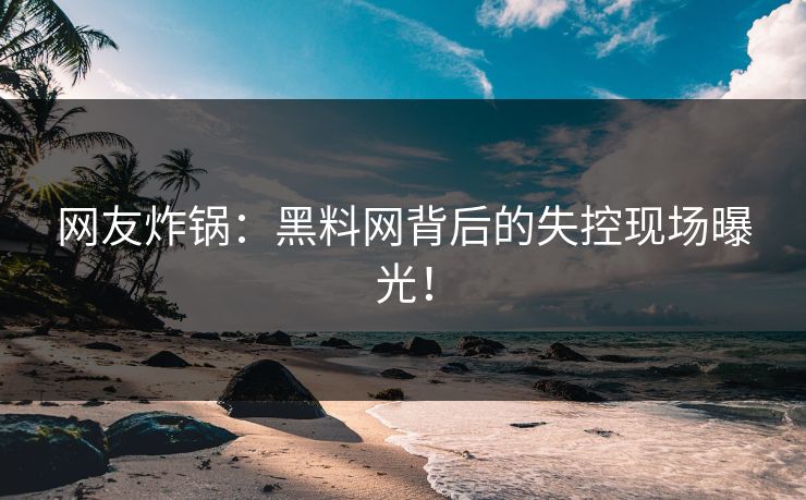 网友炸锅：黑料网背后的失控现场曝光！