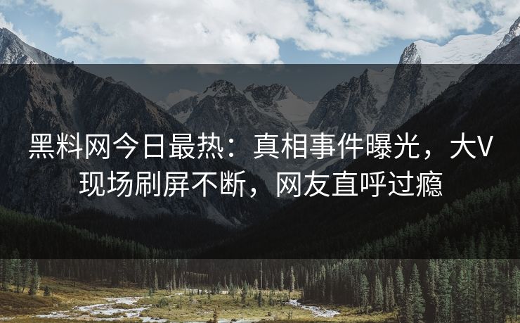 黑料网今日最热：真相事件曝光，大V现场刷屏不断，网友直呼过瘾