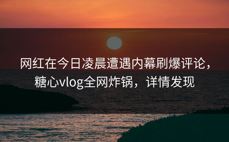 网红在今日凌晨遭遇内幕刷爆评论，糖心vlog全网炸锅，详情发现