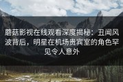 蘑菇影视在线观看深度揭秘：丑闻风波背后，明星在机场贵宾室的角色罕见令人意外