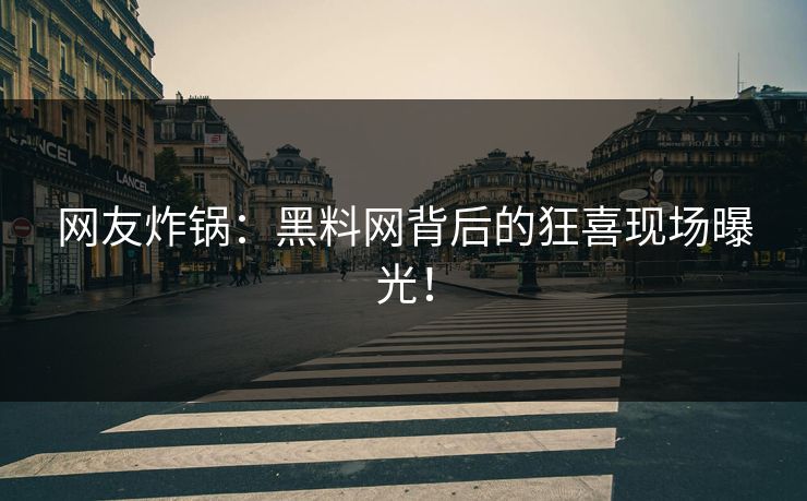 网友炸锅：黑料网背后的狂喜现场曝光！