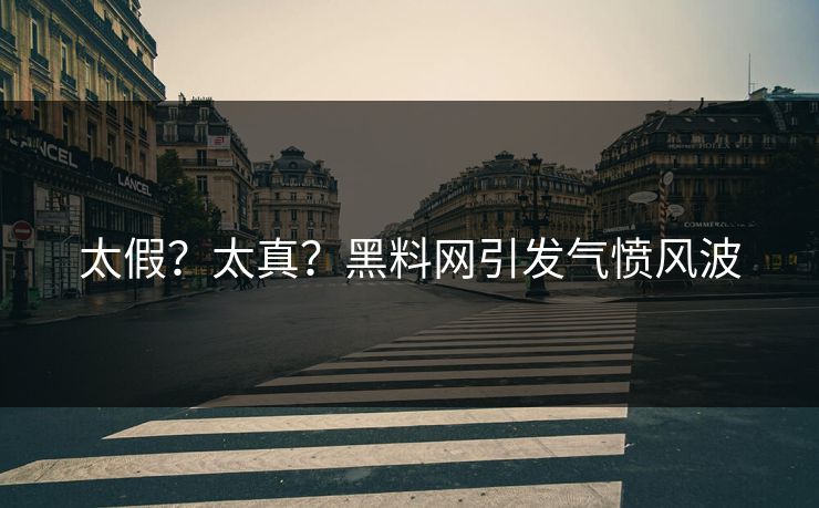 太假？太真？黑料网引发气愤风波