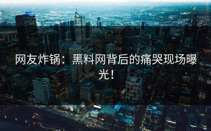 网友炸锅：黑料网背后的痛哭现场曝光！