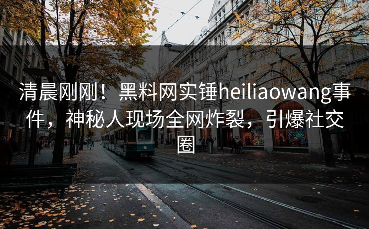 清晨刚刚！黑料网实锤heiliaowang事件，神秘人现场全网炸裂，引爆社交圈