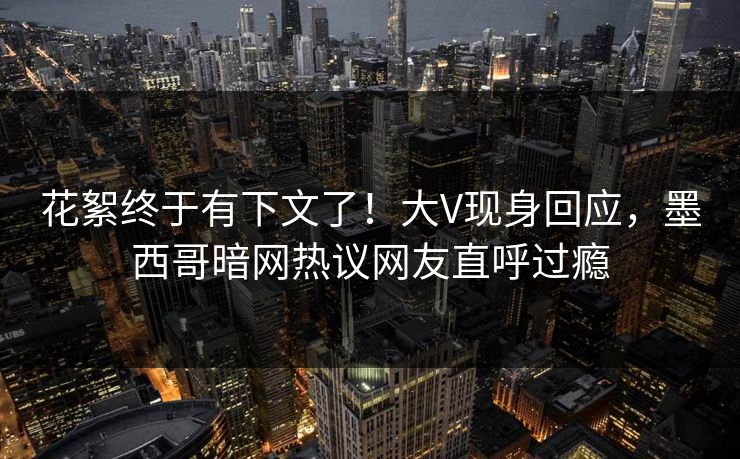花絮终于有下文了！大V现身回应，墨西哥暗网热议网友直呼过瘾