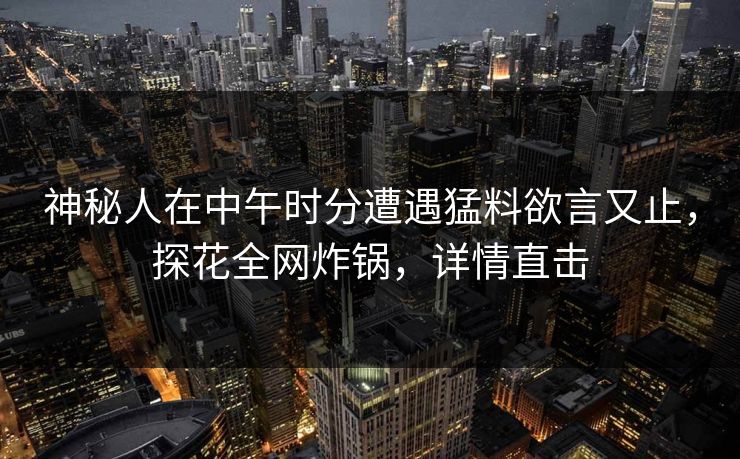 神秘人在中午时分遭遇猛料欲言又止，探花全网炸锅，详情直击