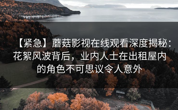 【紧急】蘑菇影视在线观看深度揭秘：花絮风波背后，业内人士在出租屋内的角色不可思议令人意外