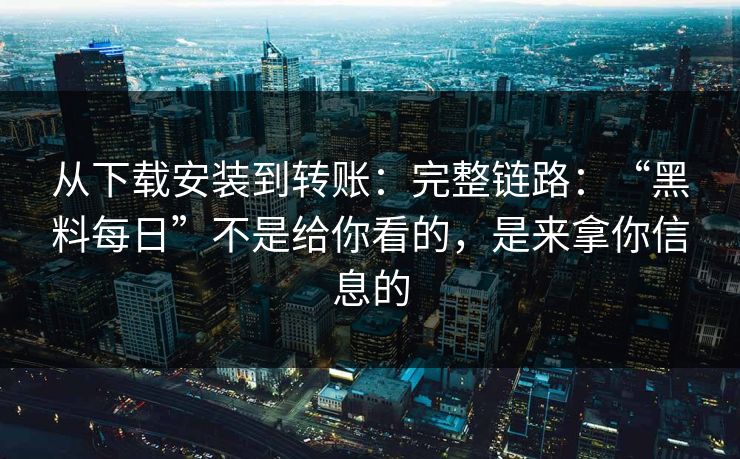 从下载安装到转账：完整链路：“黑料每日”不是给你看的，是来拿你信息的